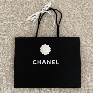 Chanel Paper Shopping Bag with Camellia and the ribbon